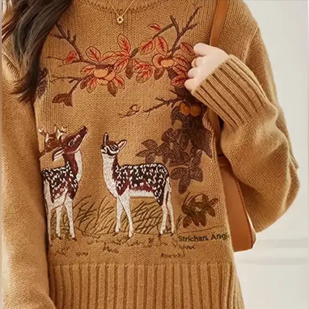 NEW  rESTOCKING ! 9/10 HP🍂🍁Boho Fall Woodland Deer  🦌 Pullover